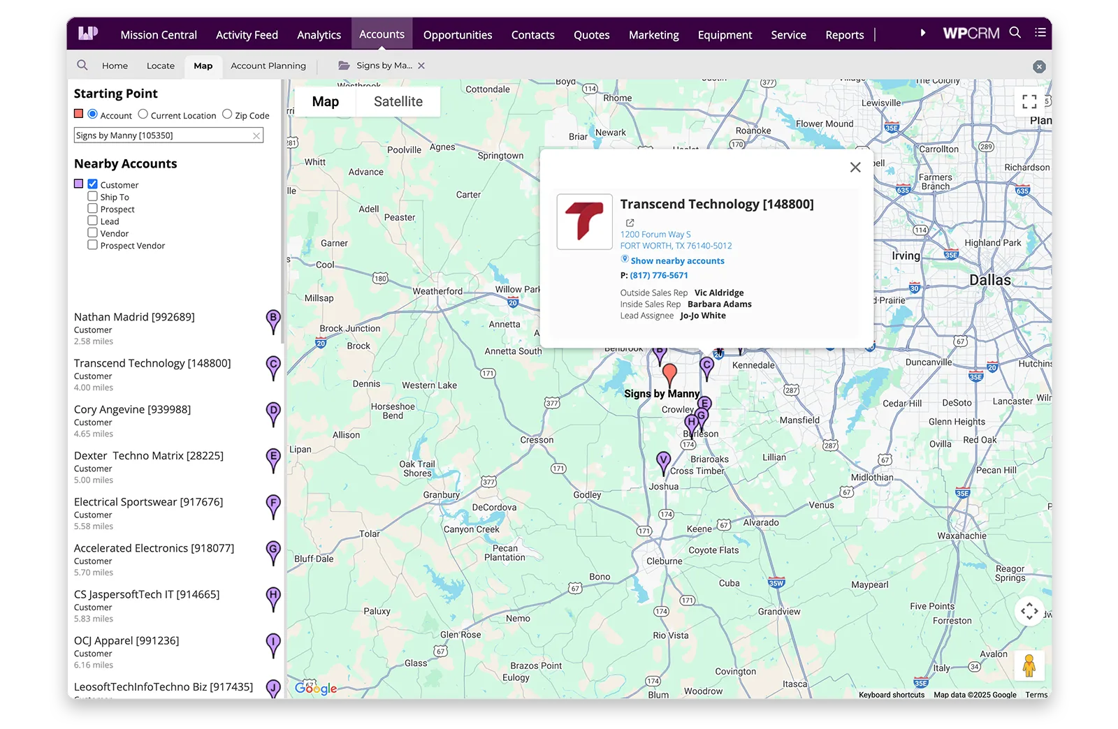 WPCRM Google Maps Integration